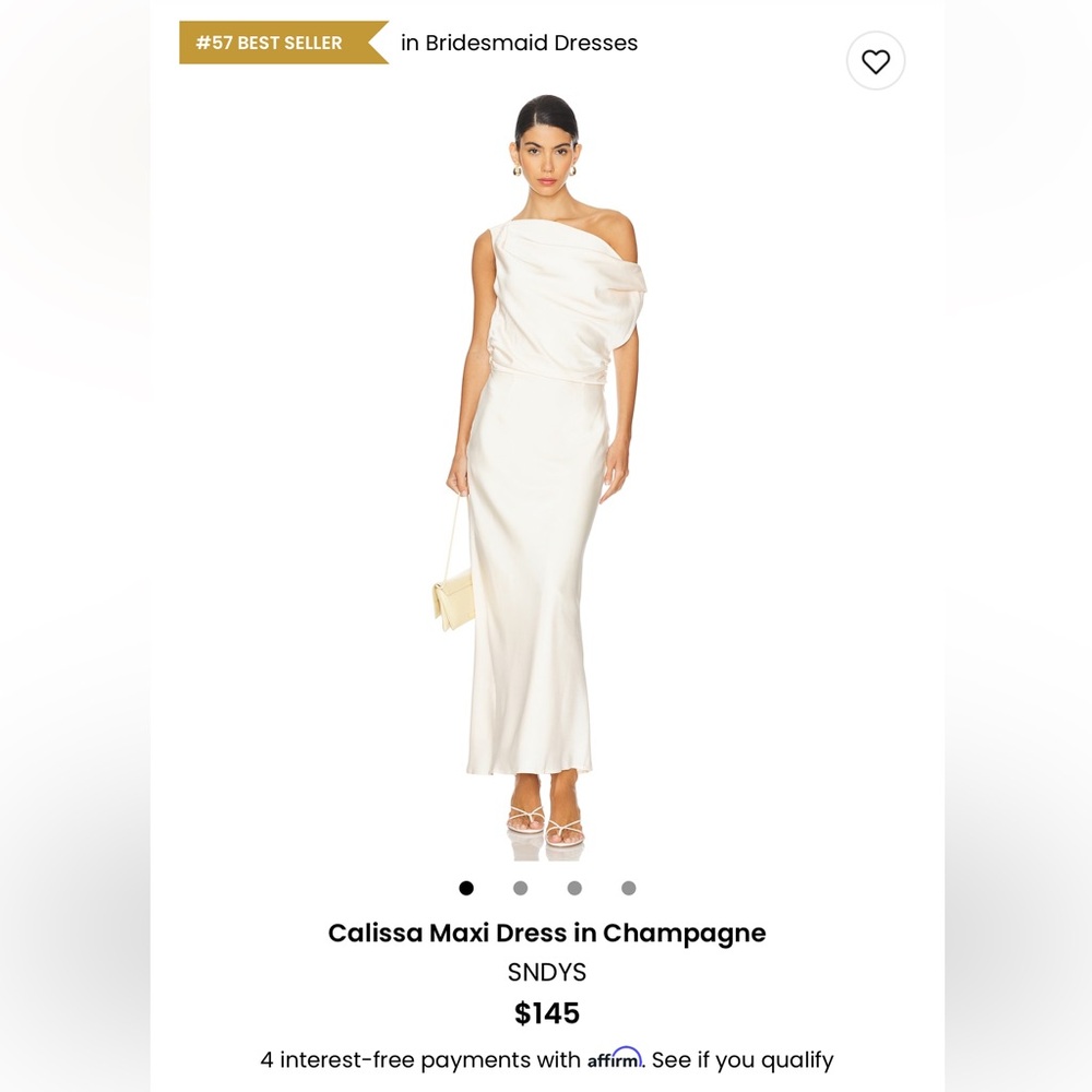 SNDYS One Shoulder Maxi Dress in Champagne
